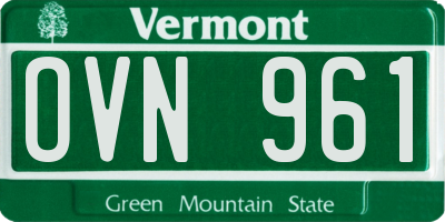 VT license plate OVN961