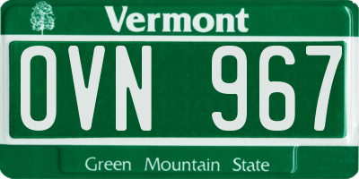 VT license plate OVN967