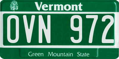 VT license plate OVN972