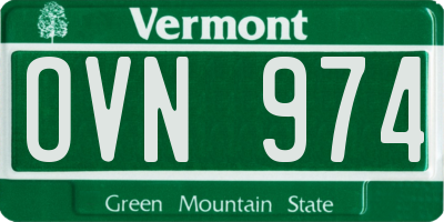 VT license plate OVN974