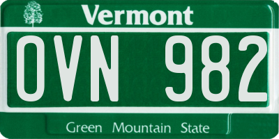 VT license plate OVN982