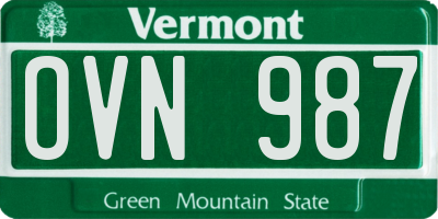 VT license plate OVN987