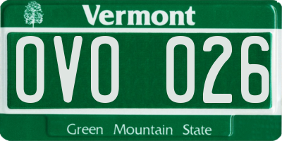 VT license plate OVO026