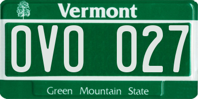 VT license plate OVO027