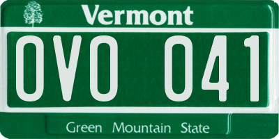 VT license plate OVO041