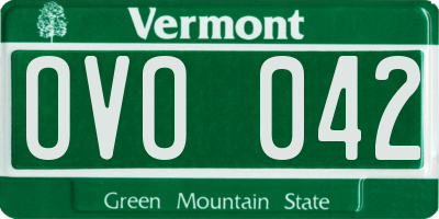 VT license plate OVO042