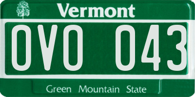 VT license plate OVO043