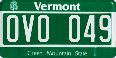 VT license plate OVO049