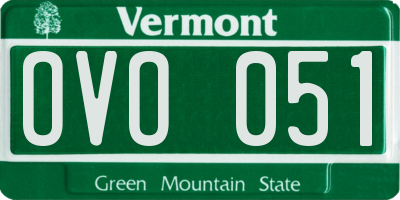 VT license plate OVO051