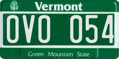 VT license plate OVO054