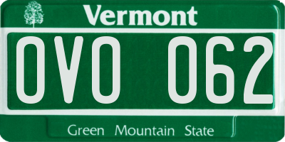 VT license plate OVO062