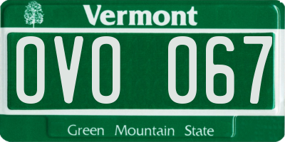 VT license plate OVO067