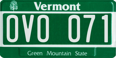VT license plate OVO071