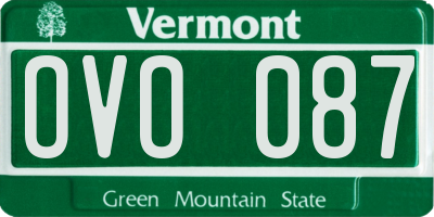 VT license plate OVO087