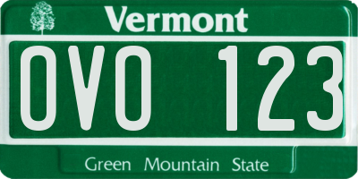 VT license plate OVO123