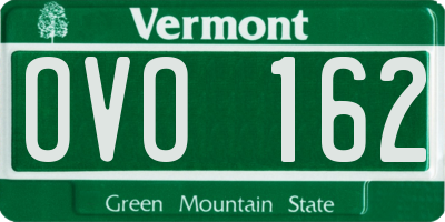 VT license plate OVO162