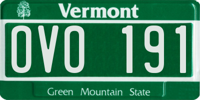 VT license plate OVO191