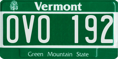 VT license plate OVO192