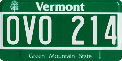 VT license plate OVO214
