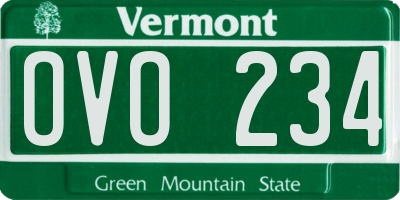 VT license plate OVO234