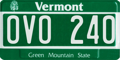 VT license plate OVO240