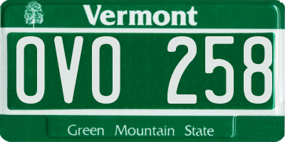 VT license plate OVO258