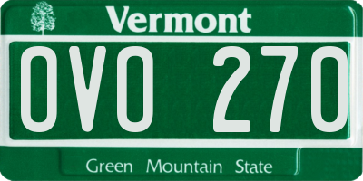 VT license plate OVO270