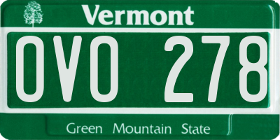 VT license plate OVO278