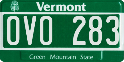 VT license plate OVO283
