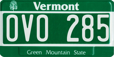 VT license plate OVO285