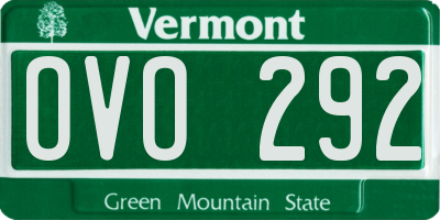 VT license plate OVO292