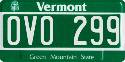 VT license plate OVO299