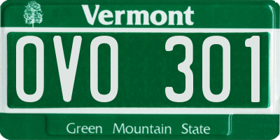 VT license plate OVO301