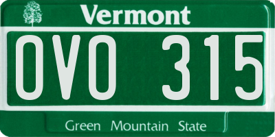 VT license plate OVO315