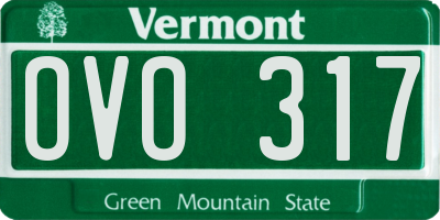 VT license plate OVO317