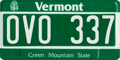 VT license plate OVO337