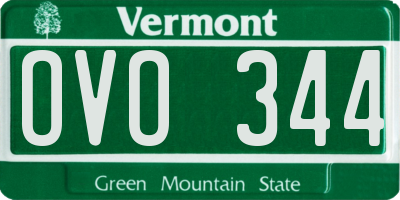 VT license plate OVO344