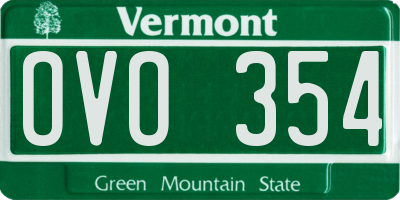 VT license plate OVO354