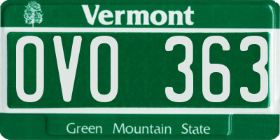 VT license plate OVO363