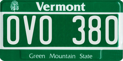 VT license plate OVO380
