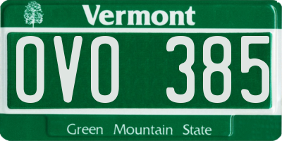 VT license plate OVO385