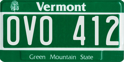 VT license plate OVO412