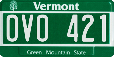 VT license plate OVO421