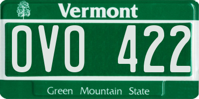 VT license plate OVO422