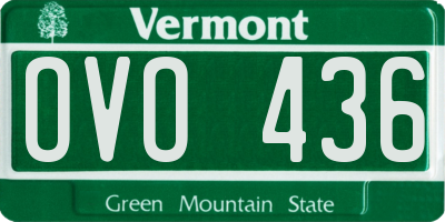 VT license plate OVO436