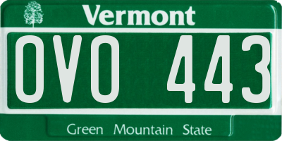 VT license plate OVO443