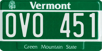VT license plate OVO451