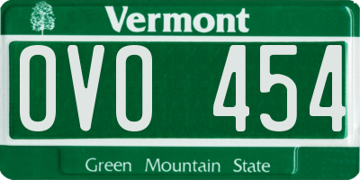 VT license plate OVO454