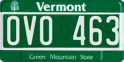 VT license plate OVO463