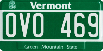 VT license plate OVO469